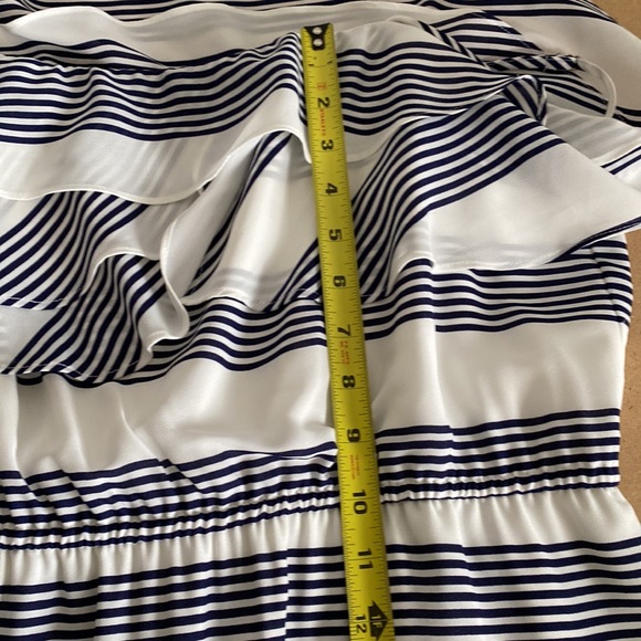 Cremieux Dress. Full Length. White/Blue Stripes. Fully lined. Large - Picture 12 of 13